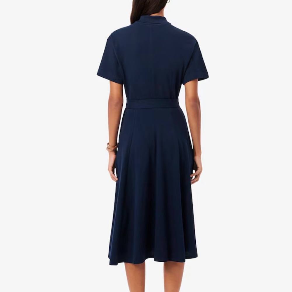 Lacoste Womens Cotton Pique Polo Flare Dress Sz 36 US 4 Blue Short Sleeve - Picture 2 of 10